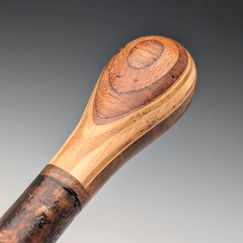 Vintage brown shaft rondelle handle walking stick 93cm